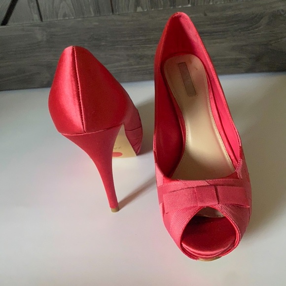 Zara Pink satin open toe pumps with bow, sz 40 NWT - Picture 2 of 10